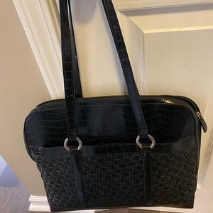 Coldwater Creek Black Laptop, book bag or utility bag with silver accents.